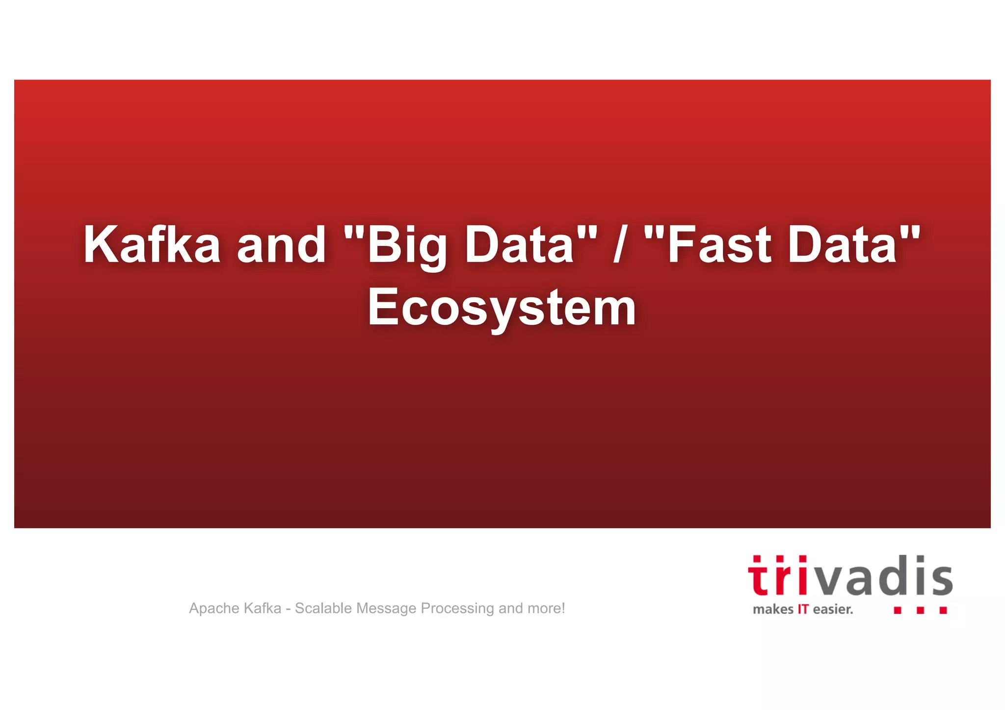 Kafka and "Big Data" / "Fast Data" Ecosystem Apache Kafka - Scalable Message Processing and more! 