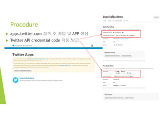 Procedure
 apps.twitter.com 접속 후 가입 및 APP 생성
 Twitter API credential code 자동 발급
 