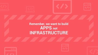25
Remember, we want to build
APPS not
INFRASTRUCTURE
 