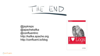 @jaykreps
@apachekafka
@confluentinc
http://kafka.apache.org
http://confluent.io/blog
 