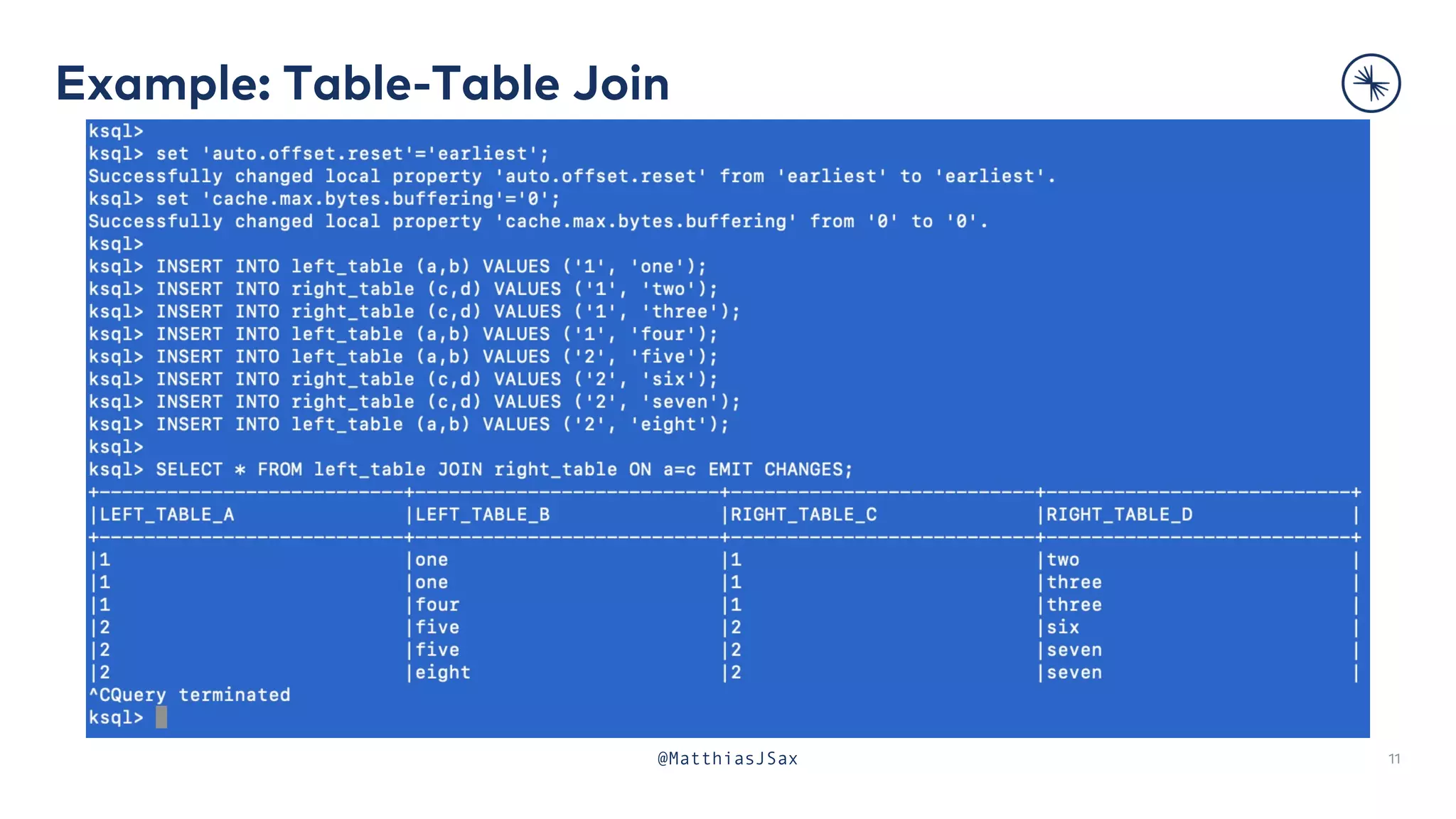 Example: Table-Table Join
11
@MatthiasJSax
 