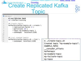 Cassandra / Kafka Support in EC2/AWS. Kafka Training, Kafka
Consulting
™
Create Replicated Kafka
Topic
 