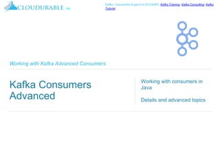 ™
Kafka / Cassandra Support in EC2/AWS. Kafka Training, Kafka Consulting, Kafka
Tutorial
Working with Kafka Advanced Consumers
Kafka Consumers
Advanced
Working with consumers in
Java
Details and advanced topics
 