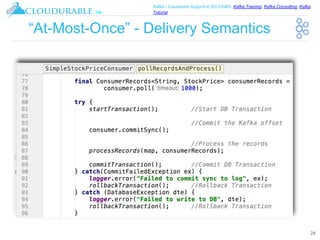 ™
Kafka / Cassandra Support in EC2/AWS. Kafka Training, Kafka Consulting, Kafka
Tutorial
“At-Most-Once” - Delivery Semantics
24
 