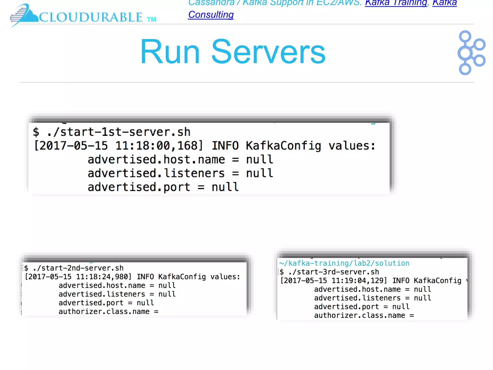 Cassandra / Kafka Support in EC2/AWS. Kafka Training, Kafka
Consulting
™
Run Servers
 