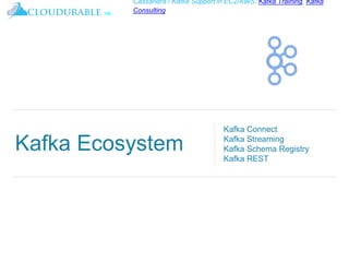 ™
Cassandra / Kafka Support in EC2/AWS. Kafka Training, Kafka
Consulting
Kafka Ecosystem
Kafka Connect
Kafka Streaming
Kafka Schema Registry
Kafka REST
 
