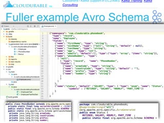 Cassandra / Kafka Support in EC2/AWS. Kafka Training, Kafka
Consulting
™
Fuller example Avro Schema
 