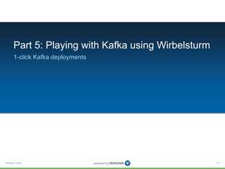 Verisign Public
Part 5: Playing with Kafka using Wirbelsturm
1-click Kafka deployments
114
 