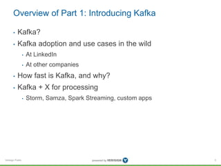 Verisign Public
Overview of Part 1: Introducing Kafka
• Kafka?
• Kafka adoption and use cases in the wild
• At LinkedIn
• ...