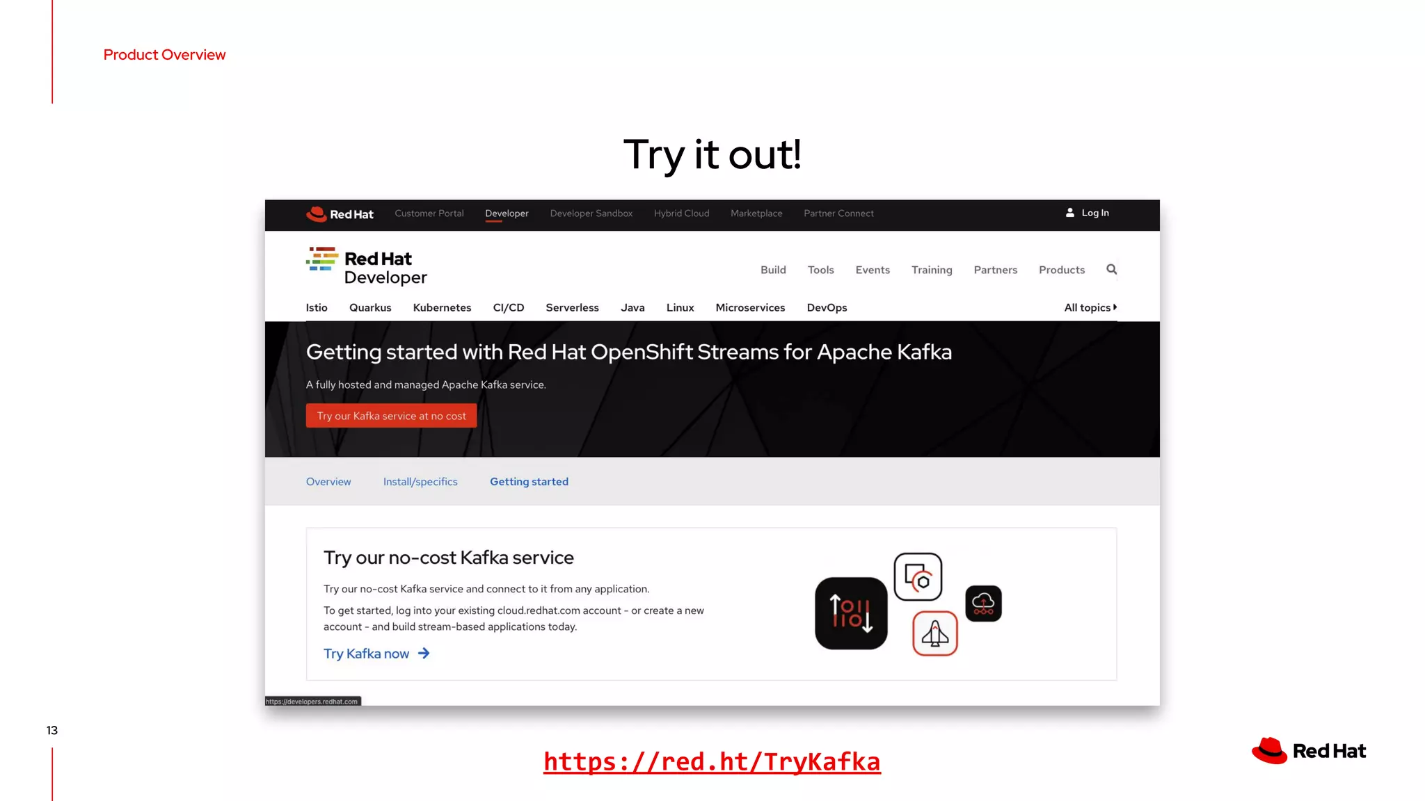 13 Product Overview Try it out! https://red.ht/TryKafka 