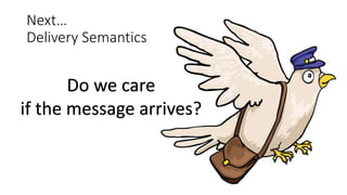 Next…
Delivery Semantics
Do we care
if the message arrives?
 