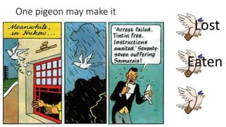 One pigeon may make it
Eaten
Lost
 