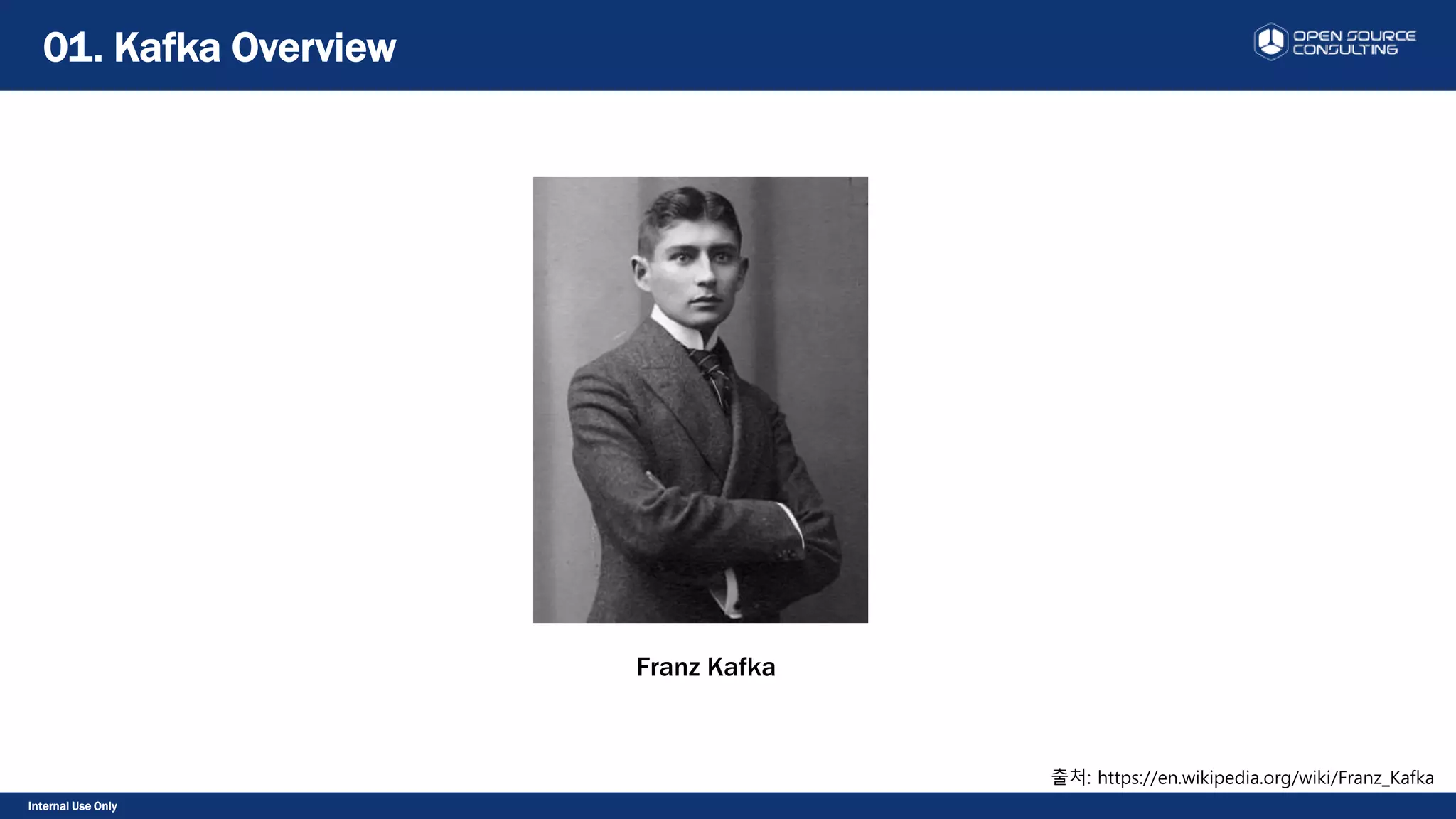 Internal Use Only
01. Kafka Overview
출처: https://en.wikipedia.org/wiki/Franz_Kafka
Franz Kafka
 