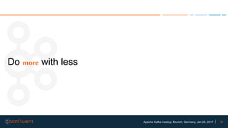 16Apache Kafka meetup, Munich, Germany, Jan 25, 2017
Do more with less
 