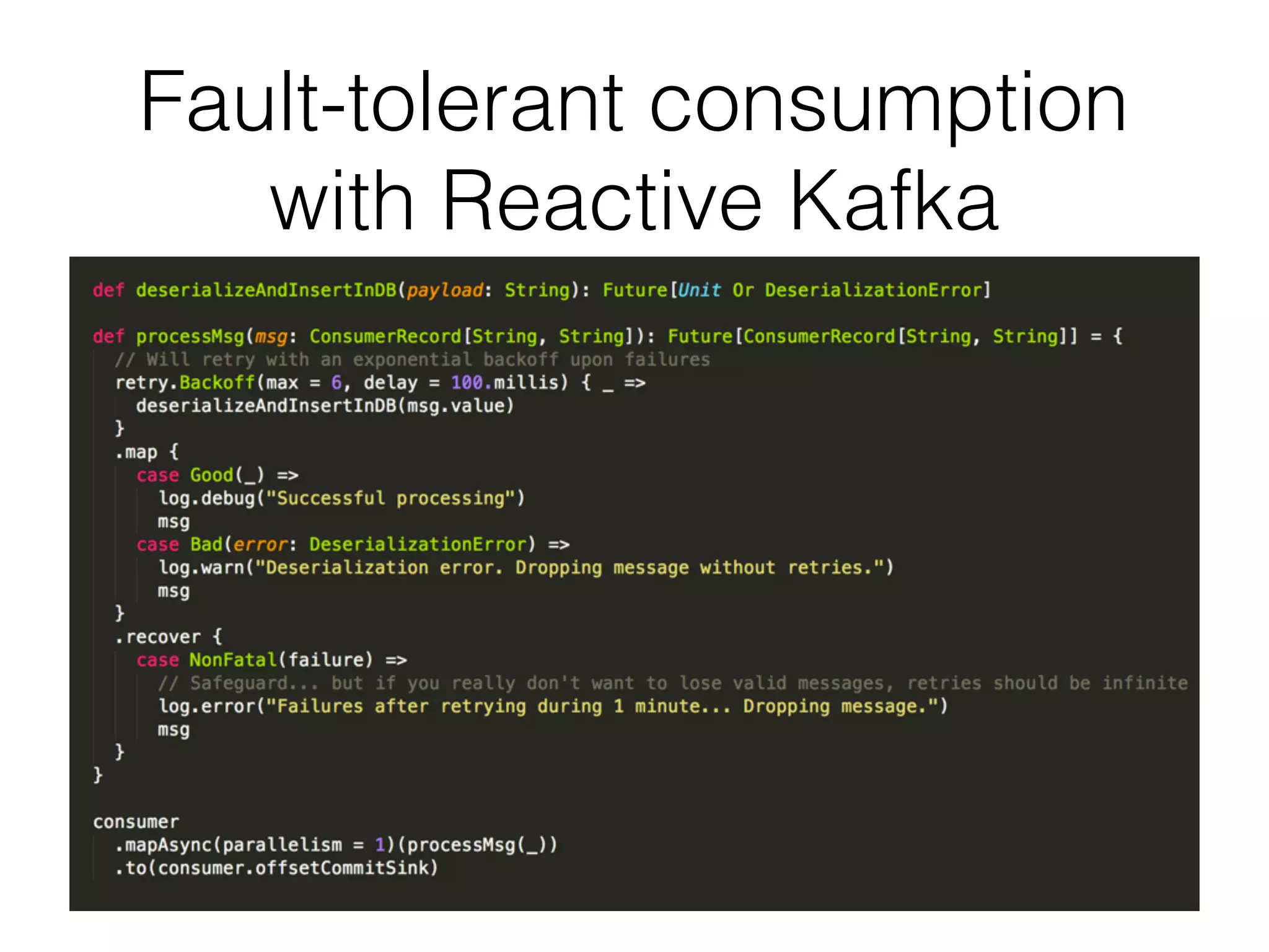 Fault-tolerant consumption with Reactive Kafka 