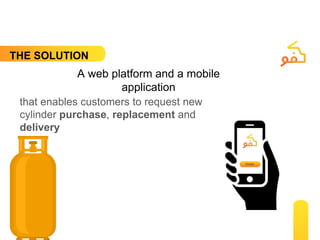 that enables customers to request new
cylinder purchase, replacement and
delivery
THE SOLUTION
A web platform and a mobile
application
 