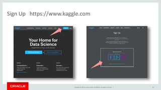 Copyright © 2016, Oracle and/or its affiliates. All rights reserved. |
Sign Up https://www.kaggle.com
12
 