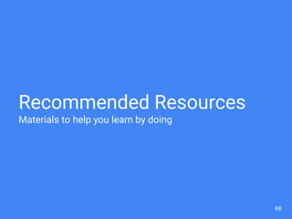 Recommended Resources
Materials to help you learn by doing
68
 