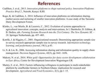 Impact of innovation platforms and information sharing on nurturing of smaller innovation platforms: A case study of Tanzania Dairy Development Forum