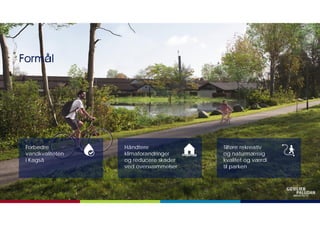 Formål
Formål
Håndtere
klimaforandringer
og reducere skader
ved oversvømmelser
Forbedre
vandkvaliteten
i Kagså
Tilføre rek...