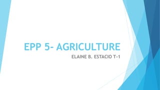 EPP 5- AGRICULTURE
ELAINE B. ESTACIO T-1
 