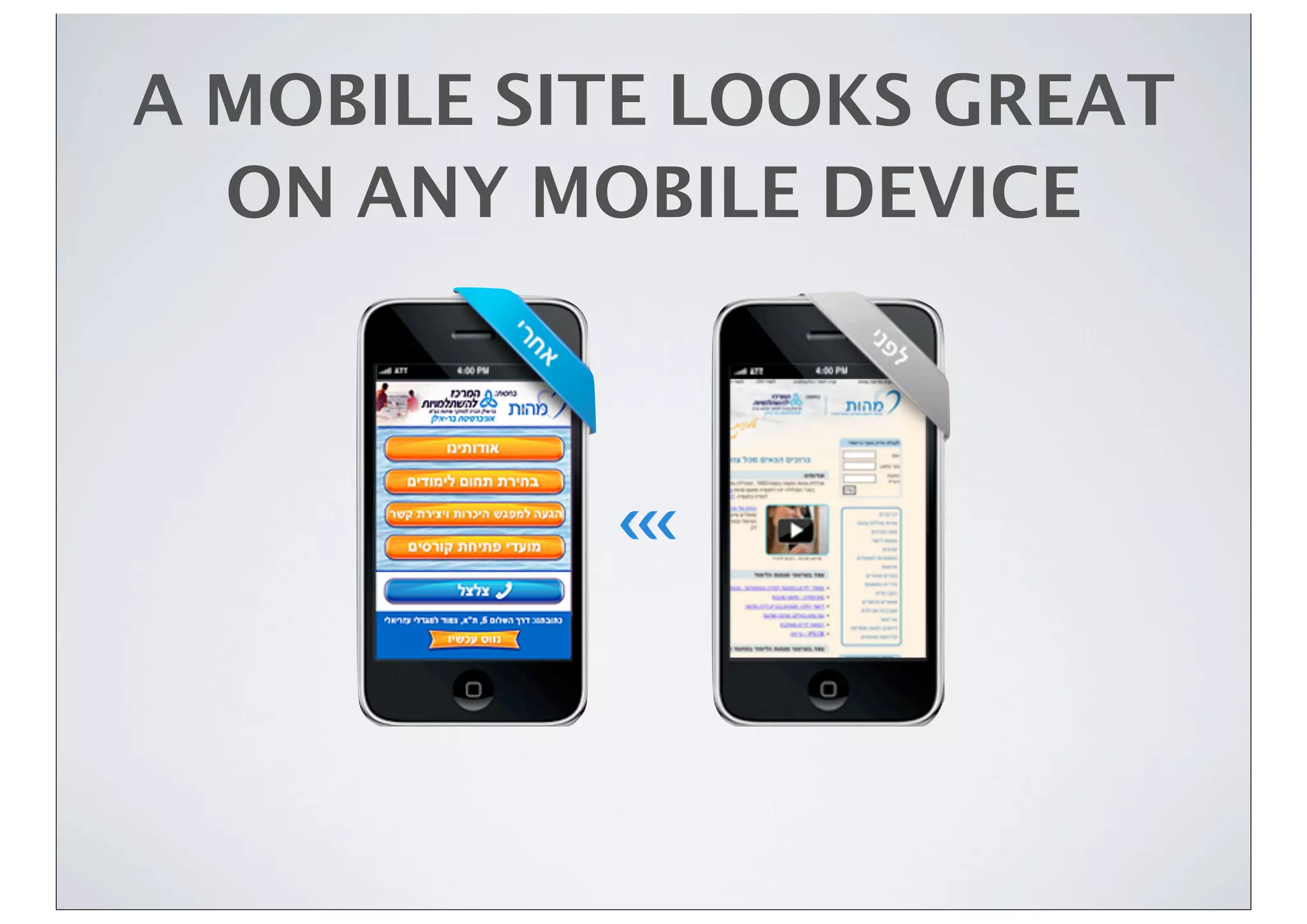 A MOBILE SITE LOOKS GREAT
ON ANY MOBILE DEVICE
 