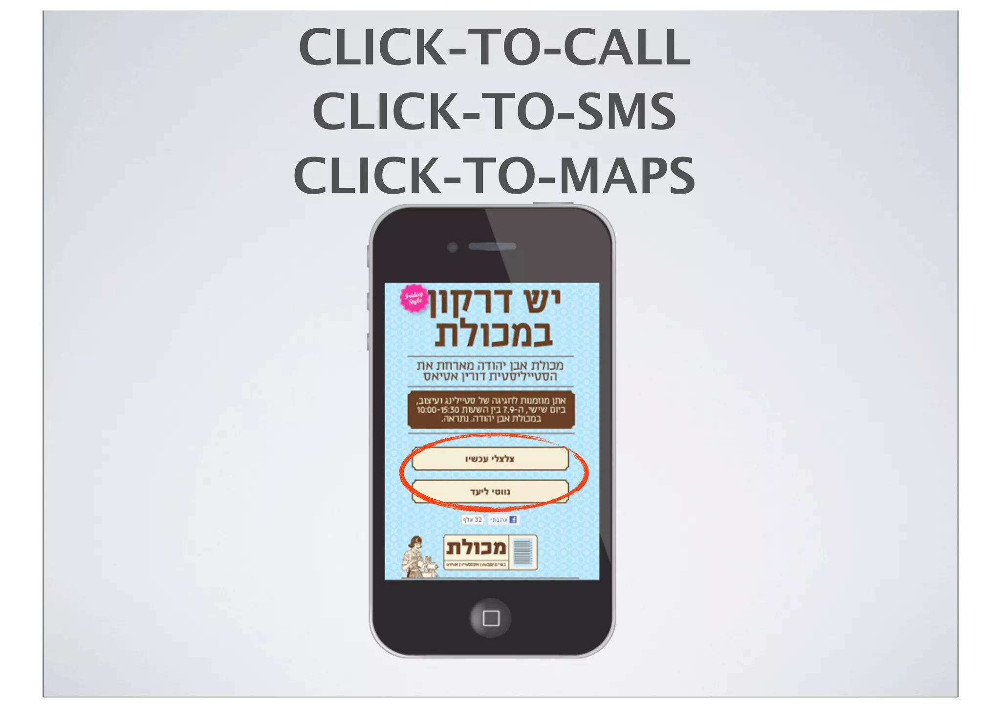CLICK-TO-CALL
CLICK-TO-SMS
CLICK-TO-MAPS
 