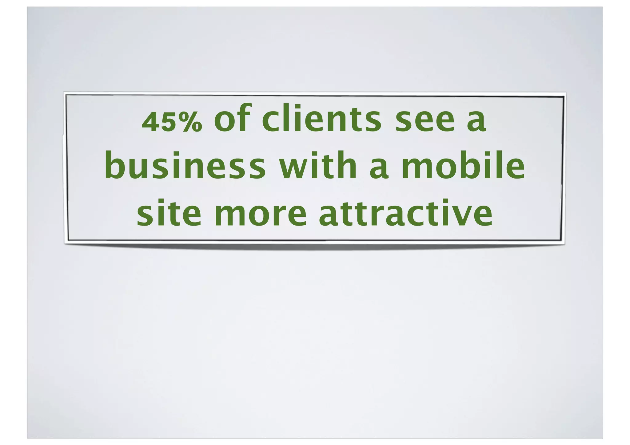 45% of clients see a
business with a mobile
site more attractive
 
