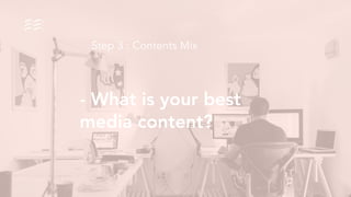 - What is your best
media content?
Step 3 : Contents Mix
 