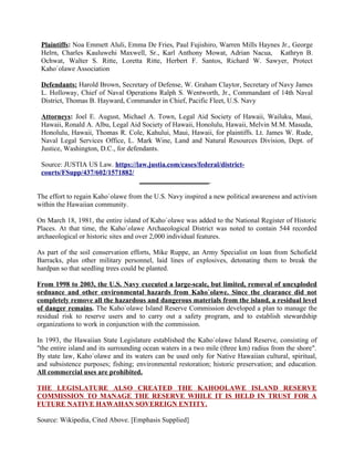 Kahoolawe, Hawaii - Be Faithful, Be Loyal, Defend, Protect, Sustain | PDF