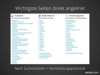Wichtigste Seiten direkt angelinkt




Nach Suchvolumen + Vermarktungspotential
 