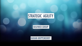STRATEGIC AGILITY 
SIEGFRIED GROUP 
KAIHAN KRIPPENDORFF 
 