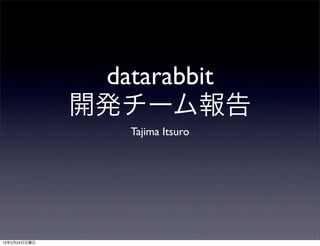 datarabbit
              開発チーム報告
                 Tajima Itsuro




13年2月24日日曜日
 