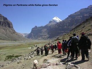 Pilgrims on Parikrama while Kailas gives Darshan  