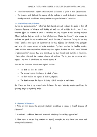 Developing Student Confidence In Speaking English At Primary Level ...
