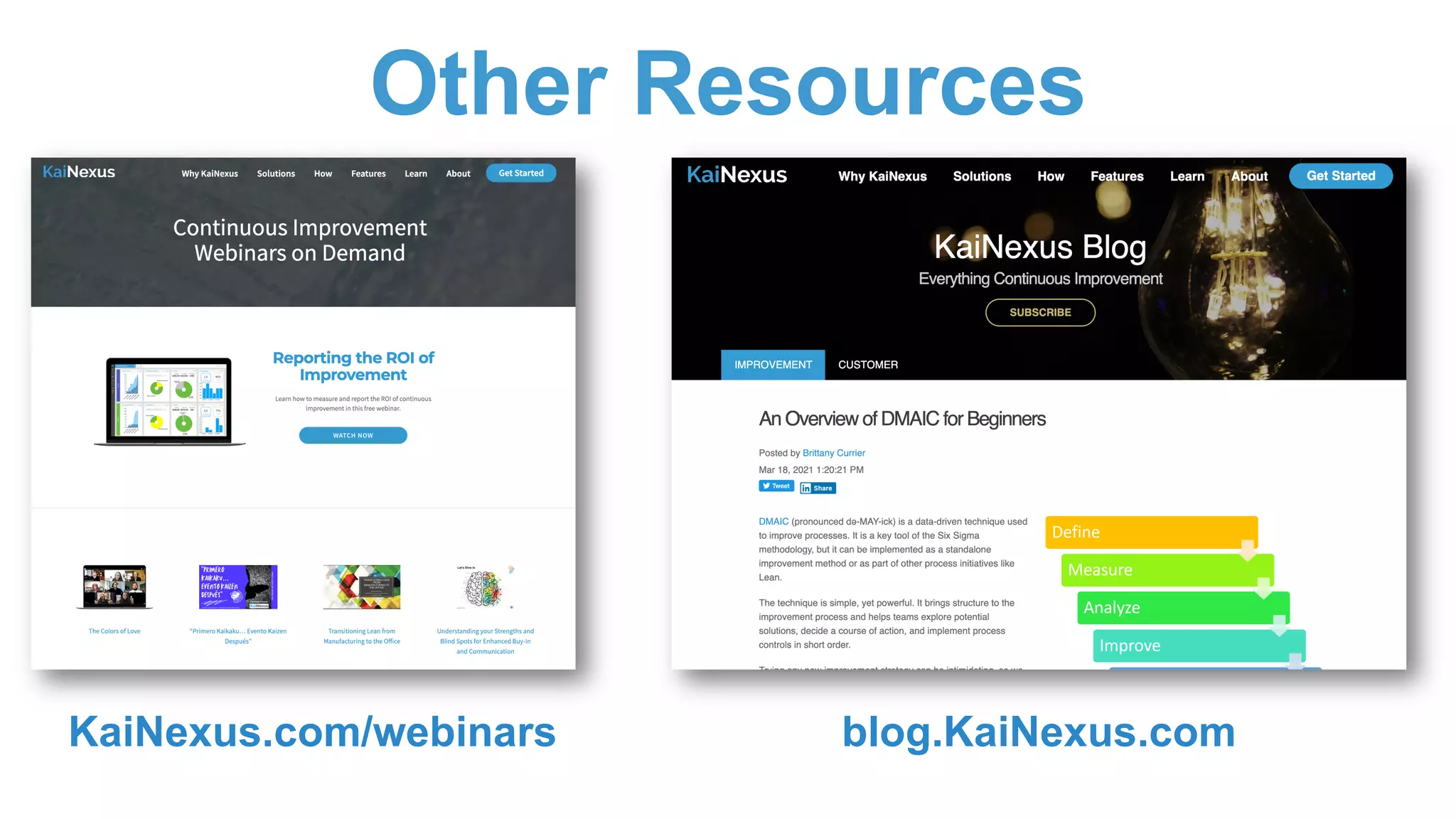 Other Resources
blog.KaiNexus.com
KaiNexus.com/webinars
 