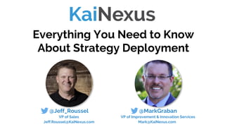 @MarkGraban
VP of Improvement & Innovation Services
Mark@KaiNexus.com
Everything You Need to Know
About Strategy Deployment
@Jeff_Roussel
VP of Sales
Jeff.Roussel@KaiNexus.com
 