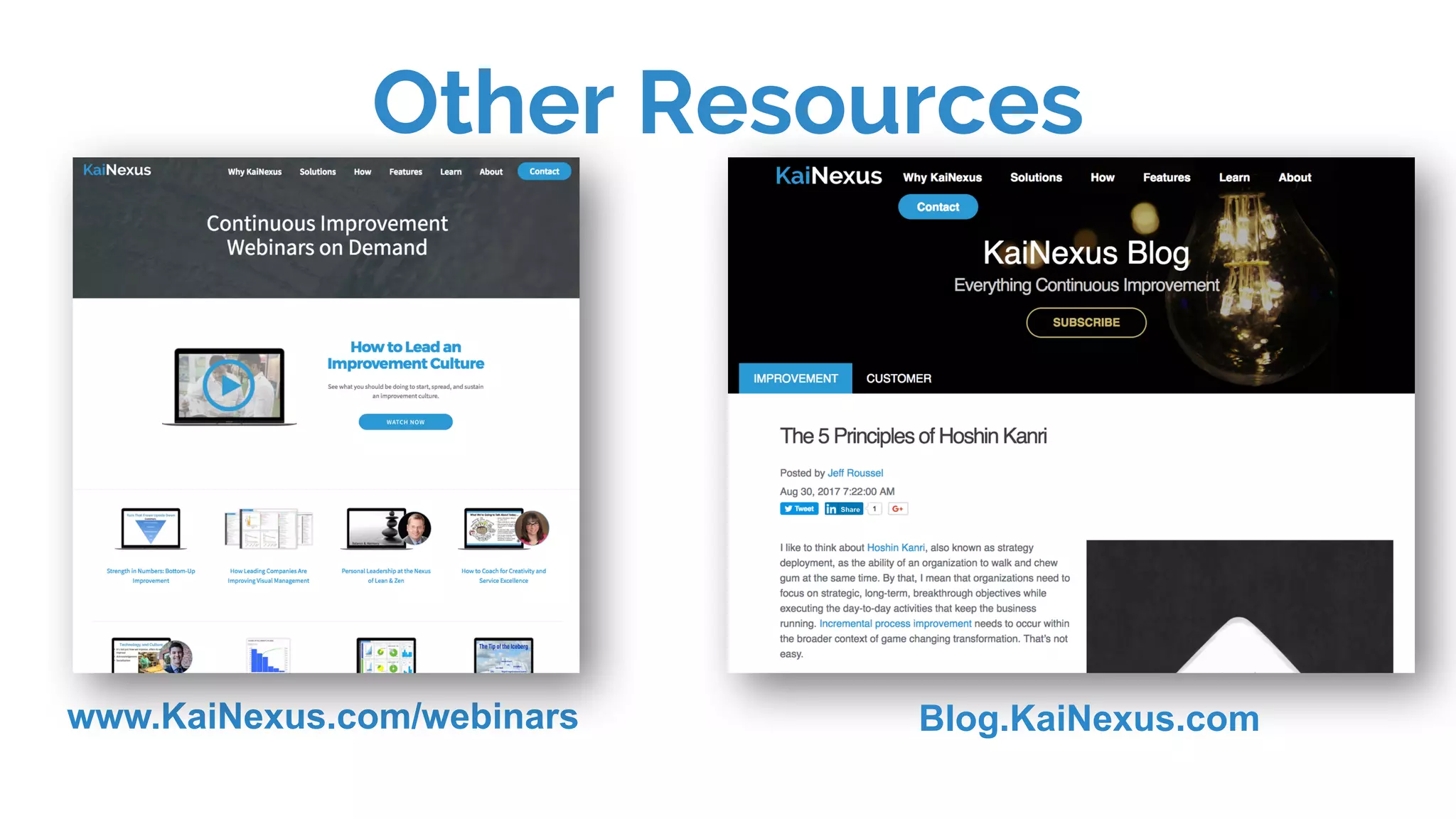 Other Resources
www.KaiNexus.com/webinars Blog.KaiNexus.com
 