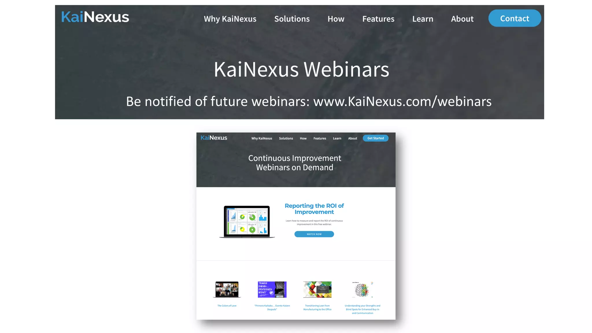 Future Webinars
Be notified of future webinars: www.KaiNexus.com/webinars
 