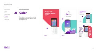 57
Brand Standards
Get started
Logo
Colors
Typography
The dot
Imagery
Marketing
Examples of compositions using
secondary colors on vertical and
square layouts.
Layouts Composition
Color.8
 