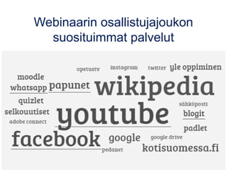 Webinaarin osallistujajoukon
suosituimmat palvelut
 