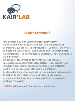 Comment ?
• Explorer des solutions, des outils, des nouveaux systèmes de
pilotage…
• Partager ses expériences, ses réussites & ses échecs
• Valoriser ses talents, ses “trésors“ ses “pépites“
• Explorer, Expérimenter, Tenter, Oser…
• Réussir ou se tromper et toujours Apprendre…
• Contribuer au déploiement et à la mise en œuvre d’actions
opérationnelles, pragmatiques & pertinentes qui permettent à
chaque personne d’être engagée dans un processus individuel et
collectif durable et pérenne pour Soi et pour l’Organisation.
En “inter-être“ pour faire mieux et plus longtemps
pour le BIEN COMMUN…
INTRA ou INTER
 