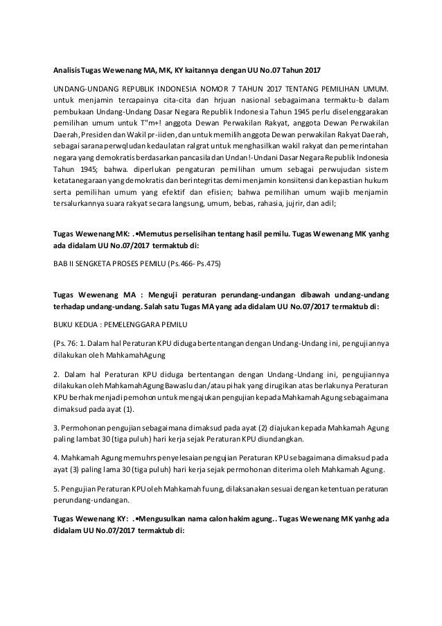Tugas Dan Wewenang Ma Mk Ky Dikaitkan Dengan Undang Undang Republi
