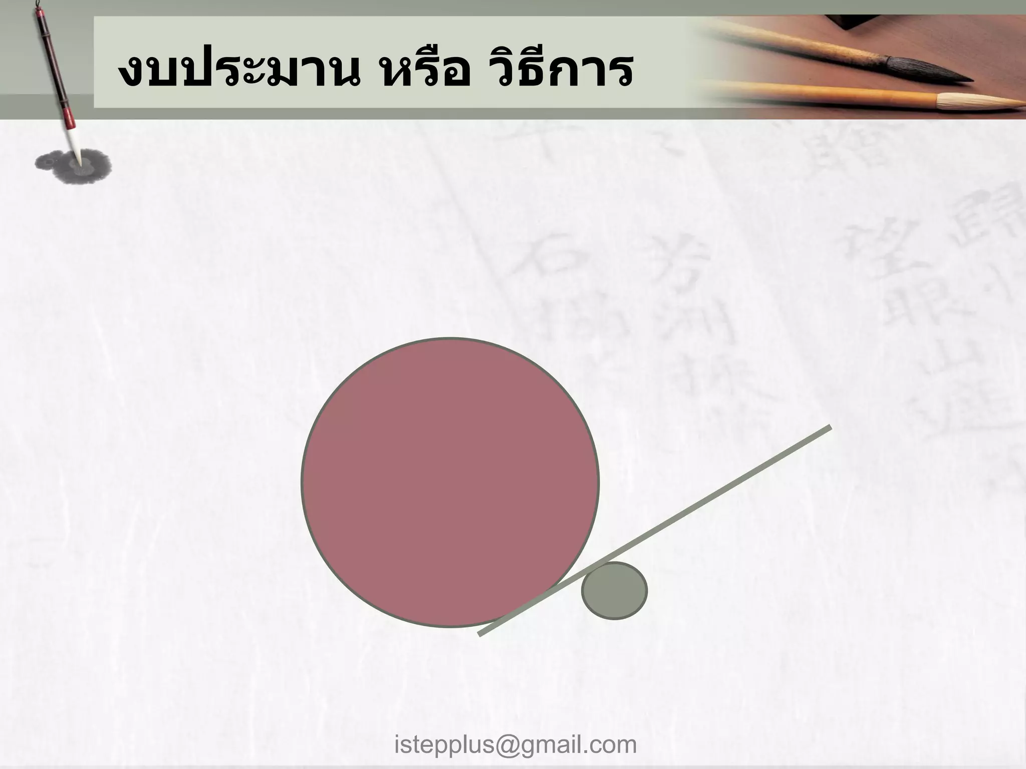 งบประมาน หรือ วิธการ
                 ี




          istepplus@gmail.com
 