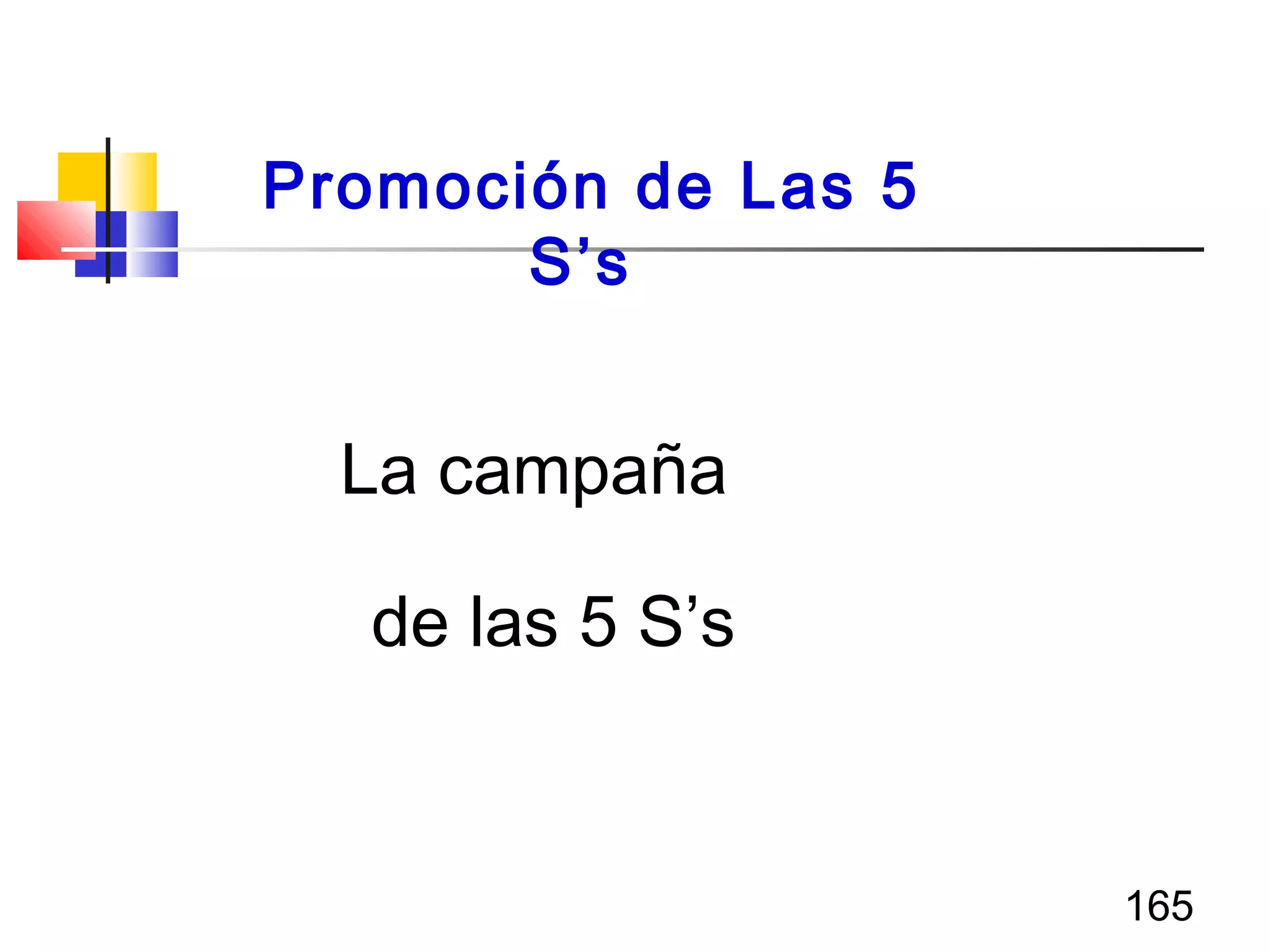 165
La campaña
de las 5 S’s
Promoción de Las 5
S’s
 