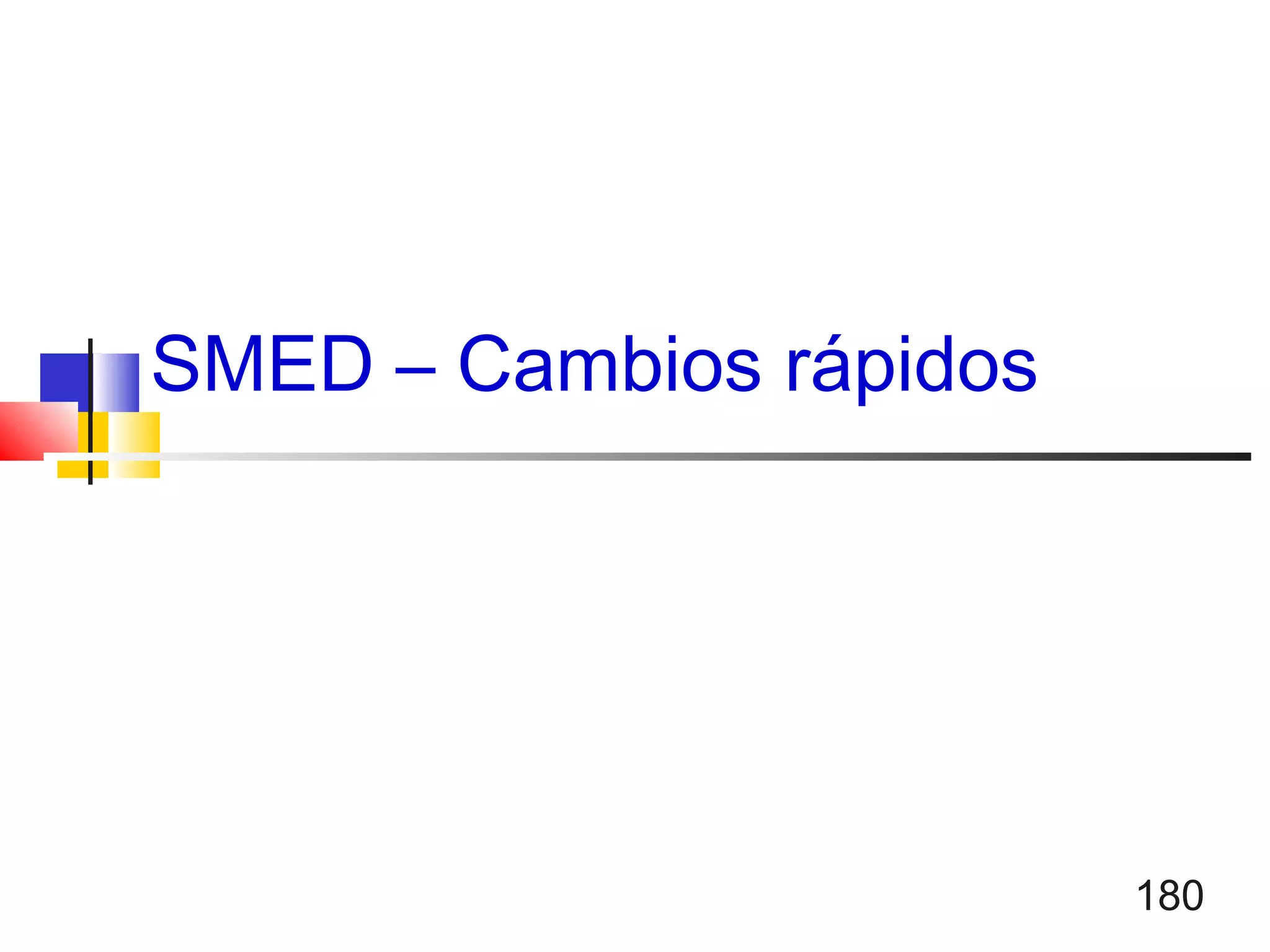 180
SMED – Cambios rápidos
 