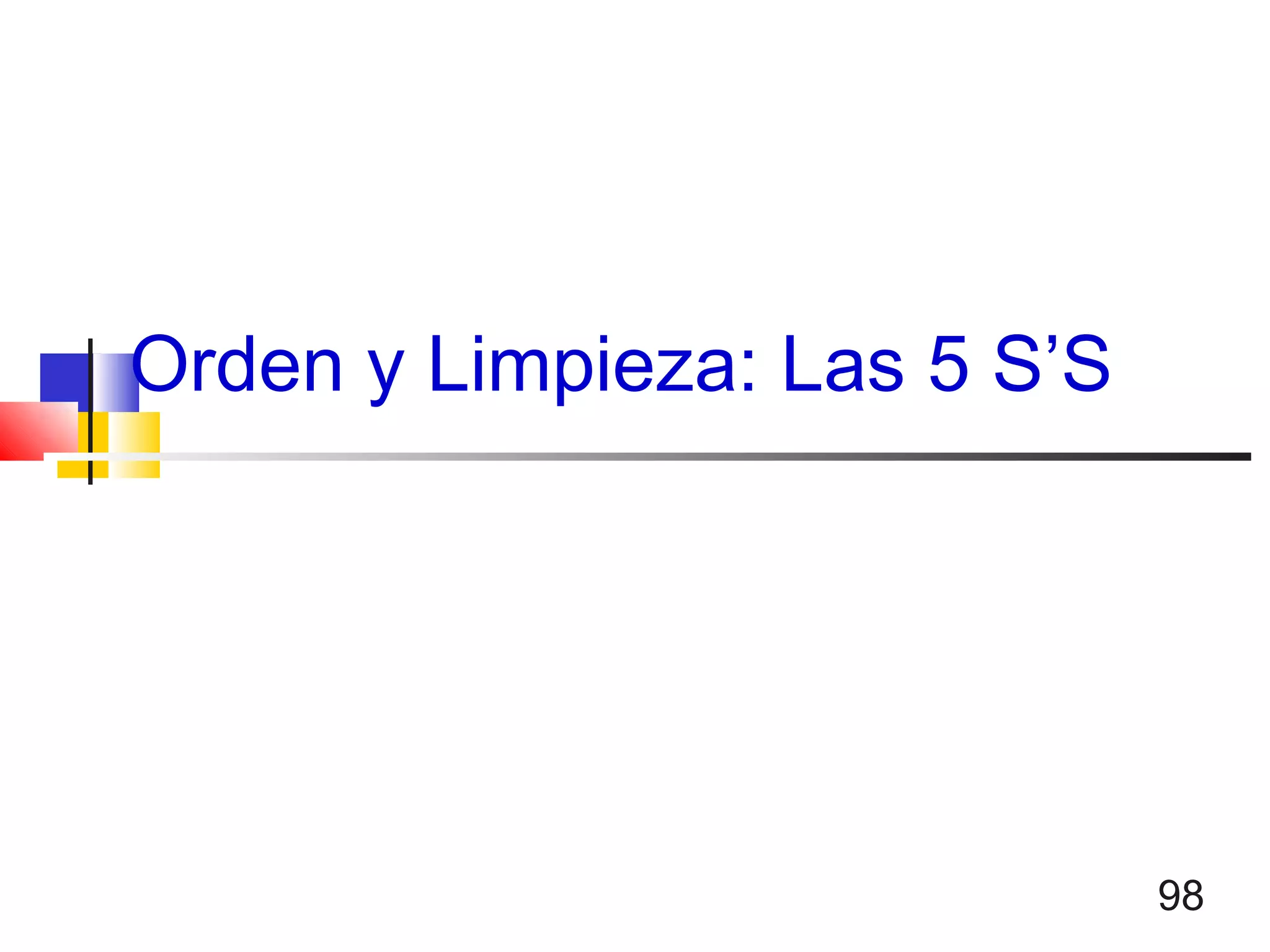 98
Orden y Limpieza: Las 5 S’S
 