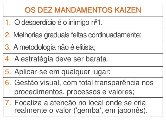 Resultado de imagem para mandamentos kaizen