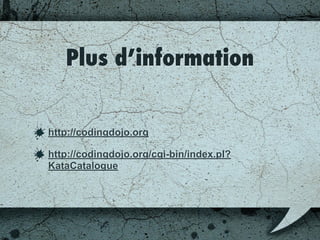 Comparé au Lunch and
Learn
Plus participatif;
Meilleur apprentissage;
Peut être utilisé de façon dépendante ou non;
Apprentissage d’équipe.
 