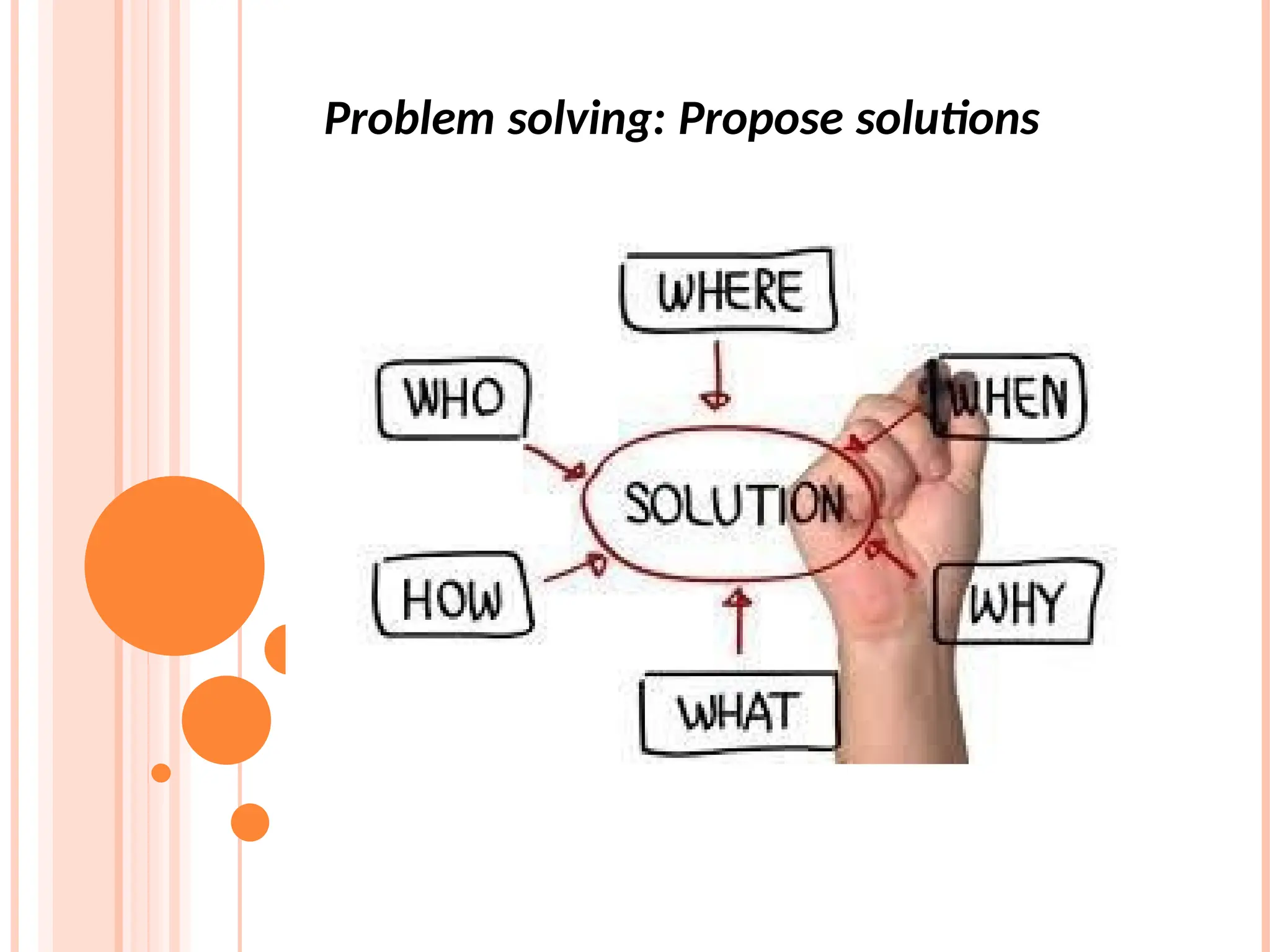 Problem solving: Propose solutions
 